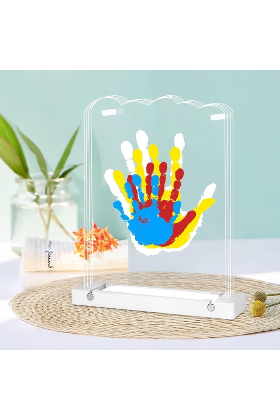 Family Handprint Kit with Light, Baby Hand and Footprint Kit, Family Gifts for New Parents, Adoption Gifts, New Mom Baby Shower Gifts for Boys & Girls ,DIY Wooden Craft Family Keepsake
