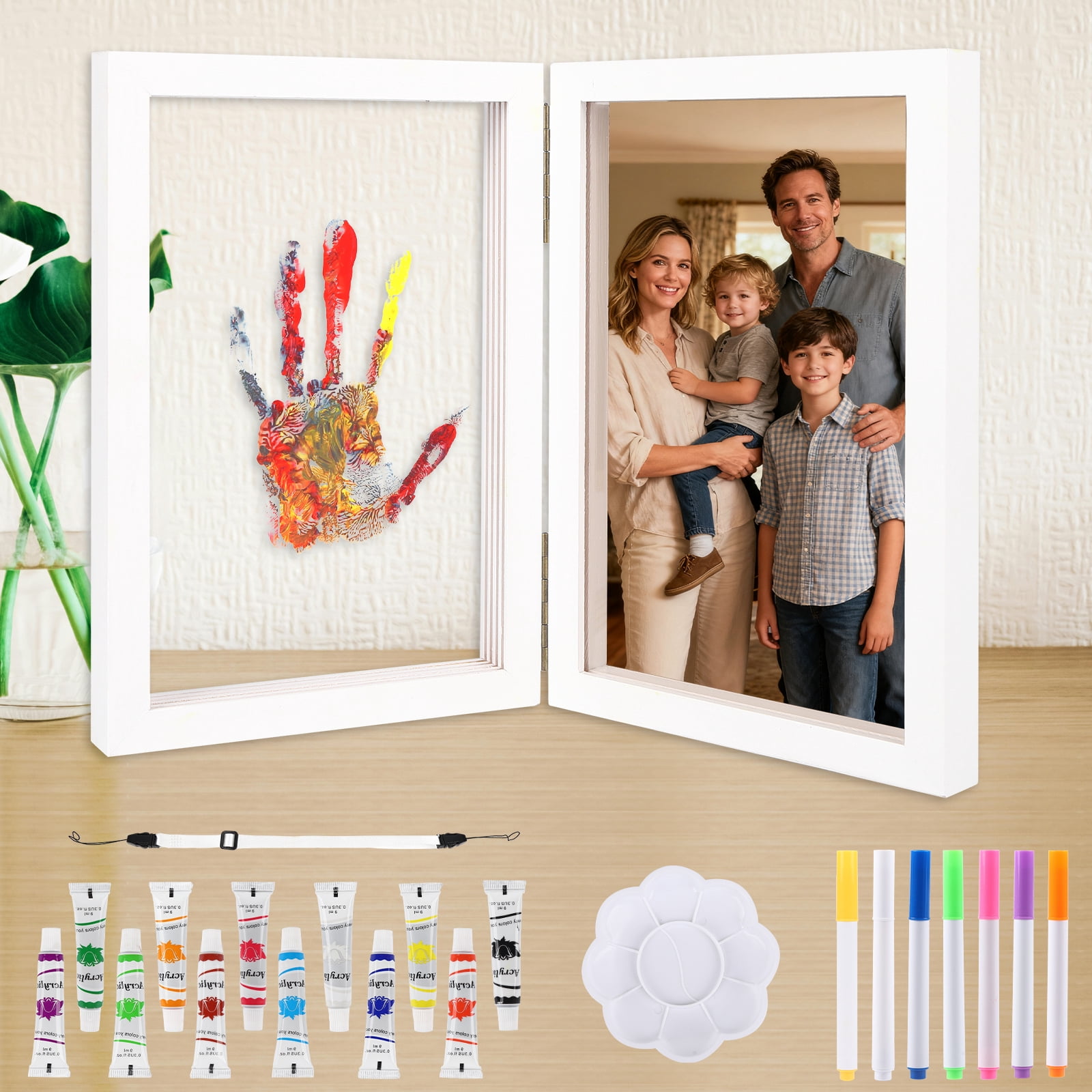 Family Handprint Kit with Photo,Includes 12 Safe Paints, 5 Acrylic ...