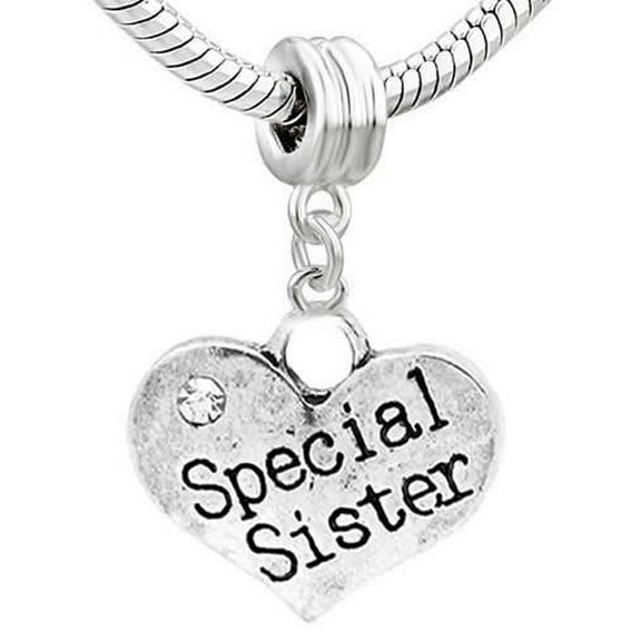 Family Hearts Charm Bead for Snake Chain Bracelet (Special Sister)