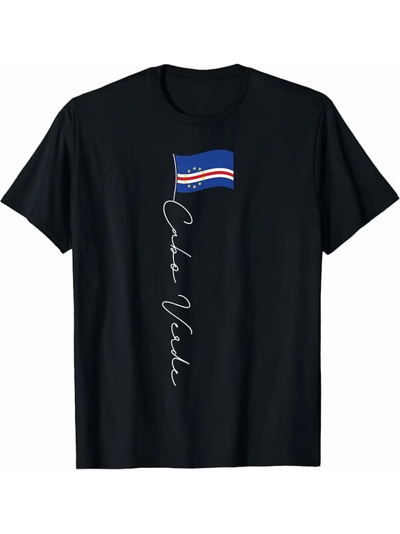 Family Heritage Gifts Cabo Verde Signature Flag Pole Patriotic Cape Verdean Flag T-Shirt