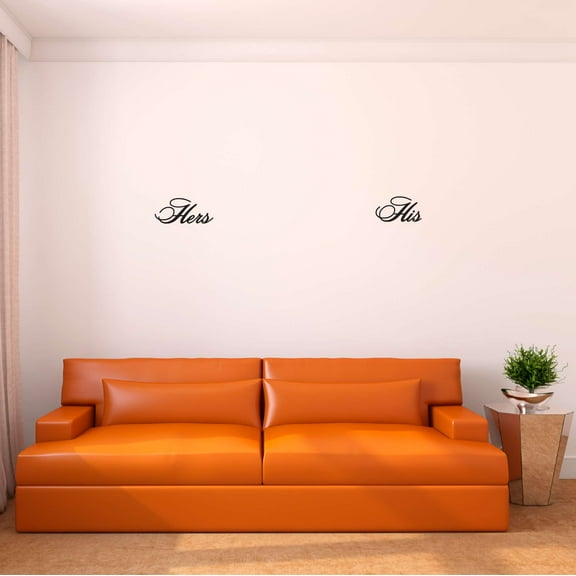 Family Hers, His Cute Family Wall Decal Decoration King Queen Couple Wall Decal Vinyl Sticker Lasts Years and Easily Removable - Size: 20 In(W) x 2 In(H)