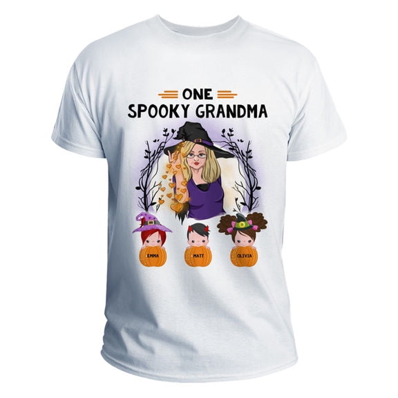 Family Hlw Shirt One Spooky Grandma Personalized Shirt