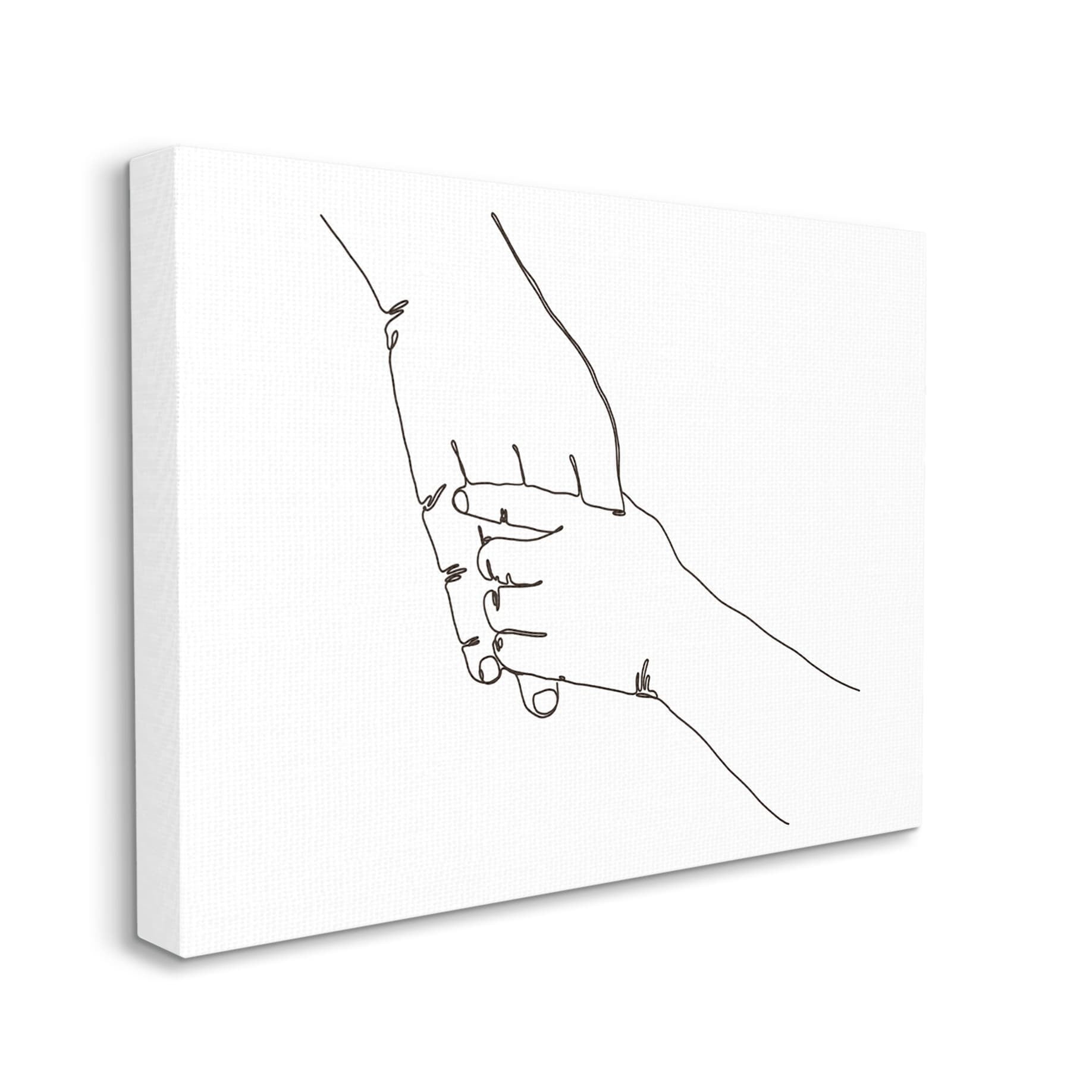 Family Holding Hands Pose Minimal Linework 20 in x 16 in Painting Canvas Art Print, by Stupell Home Décor