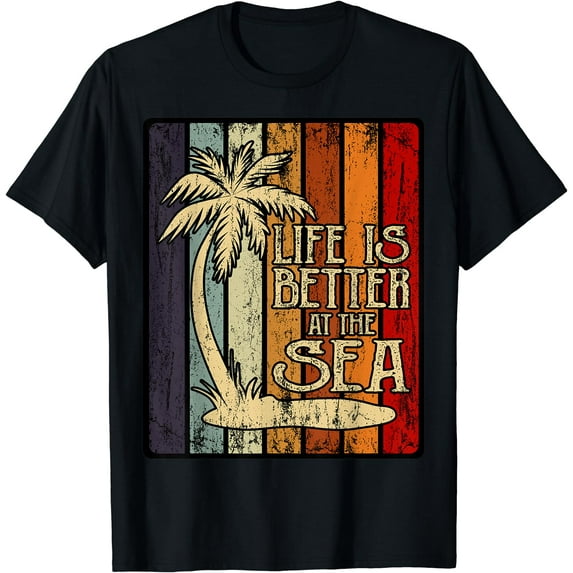 Family Holiday Beach Vacation Life Is Better At The Sea T-Shirt Black 3X-Large