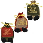 Family Holiday Christmas Youve Been Naughty Bag oCoal in a Burlap Bag with Drawstring Stocking Stuffer Pack of 3
