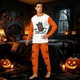 thumbnail image 1 of Family Holiday Spooky Halloween Pajamas Set Long Sleeve Crewneck Shirt and Pants Pumpkin Face Print Loungewear Outfits, 1 of 4