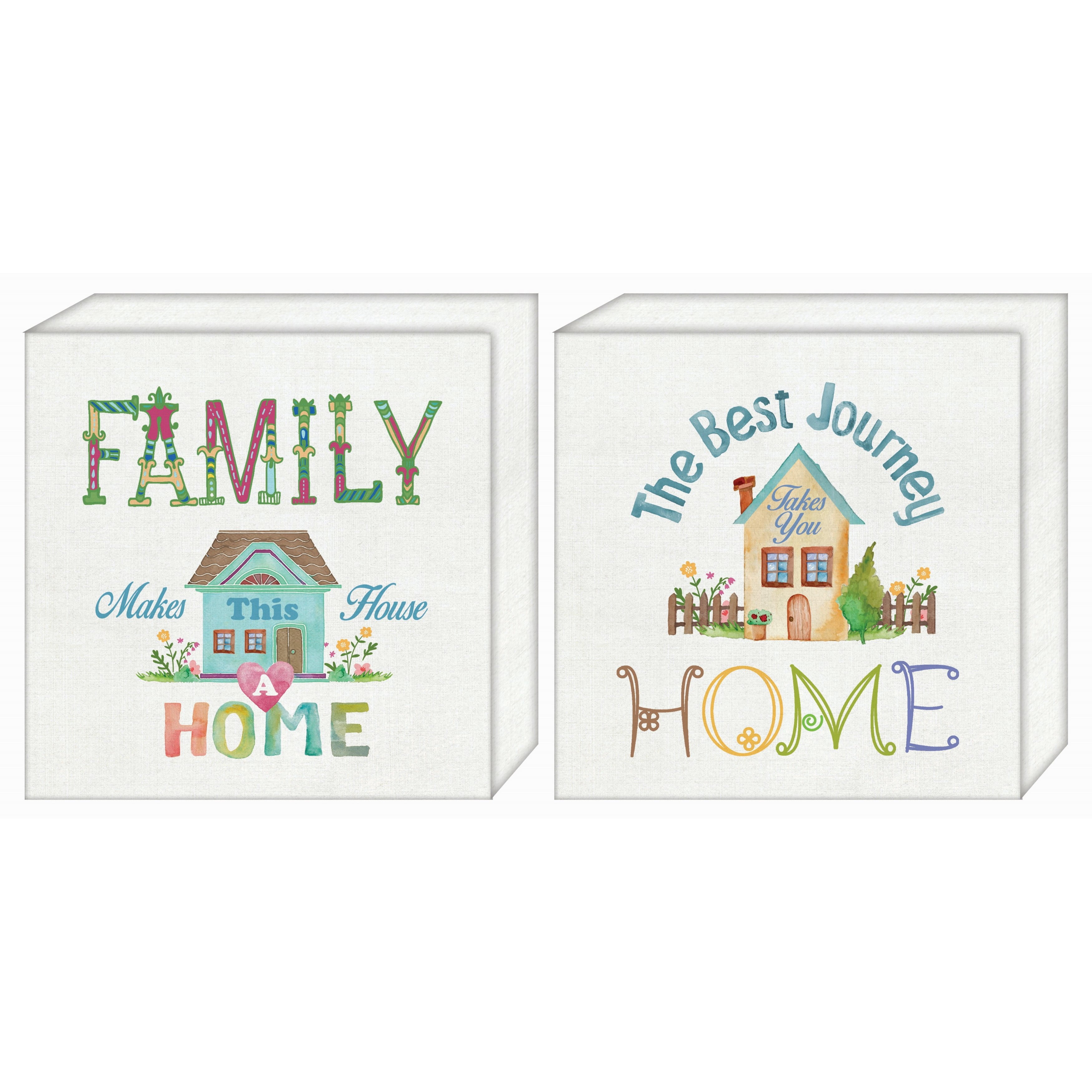 Family Home 12" x 12" Typography Canvas Art Prints, by Prinz Set of 2
