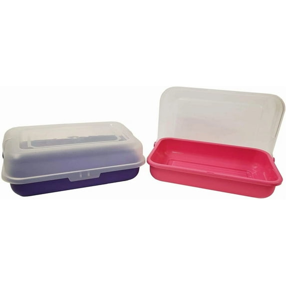 Family Home Sandwich, Food Storage, Lunch Box (2 Pack) (Pink/Purple)