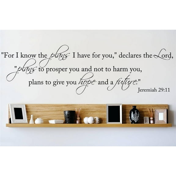 Family Hope and a Future Inspirational Religious Wall Decal Decoration Lovely Inspirational Jeremiah 29:11 Bible Verse Lasts Years and Easily Removable - Size: 5 In(W) x 10 In(H)