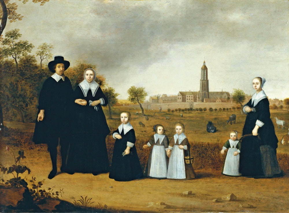 Family In A Landscape In Rhenen Canvas Art - (24 x 18)