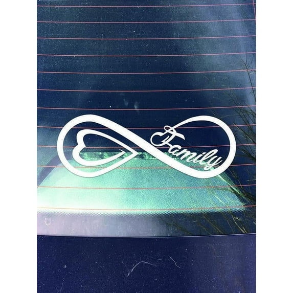 Family Infinity Vinyl Decal Sticker | Cars Trunks Vans SUVs Laptops Windows Walls Cups | White | 7 X 2.5 | KCD2160