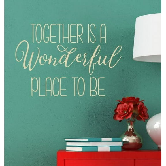 Family Inspirational Quotes Together is Wonderful Place Wall Decal Letters 23x15-Inch Beige