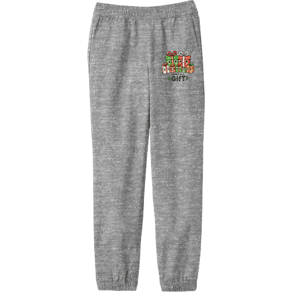 Family Is A Gift Youth Heather Gray Jogger Pants-Medium