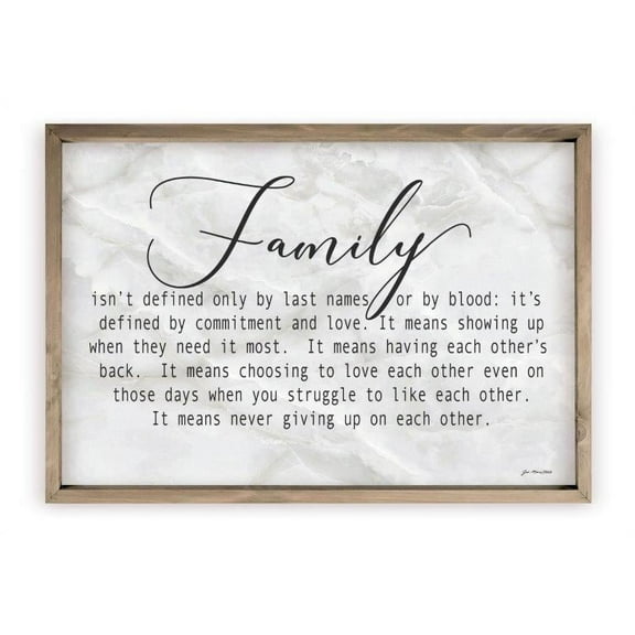 Family Isn't Defined Only By Last Names Rustic Wood Sign 12x18 (Frame Included)