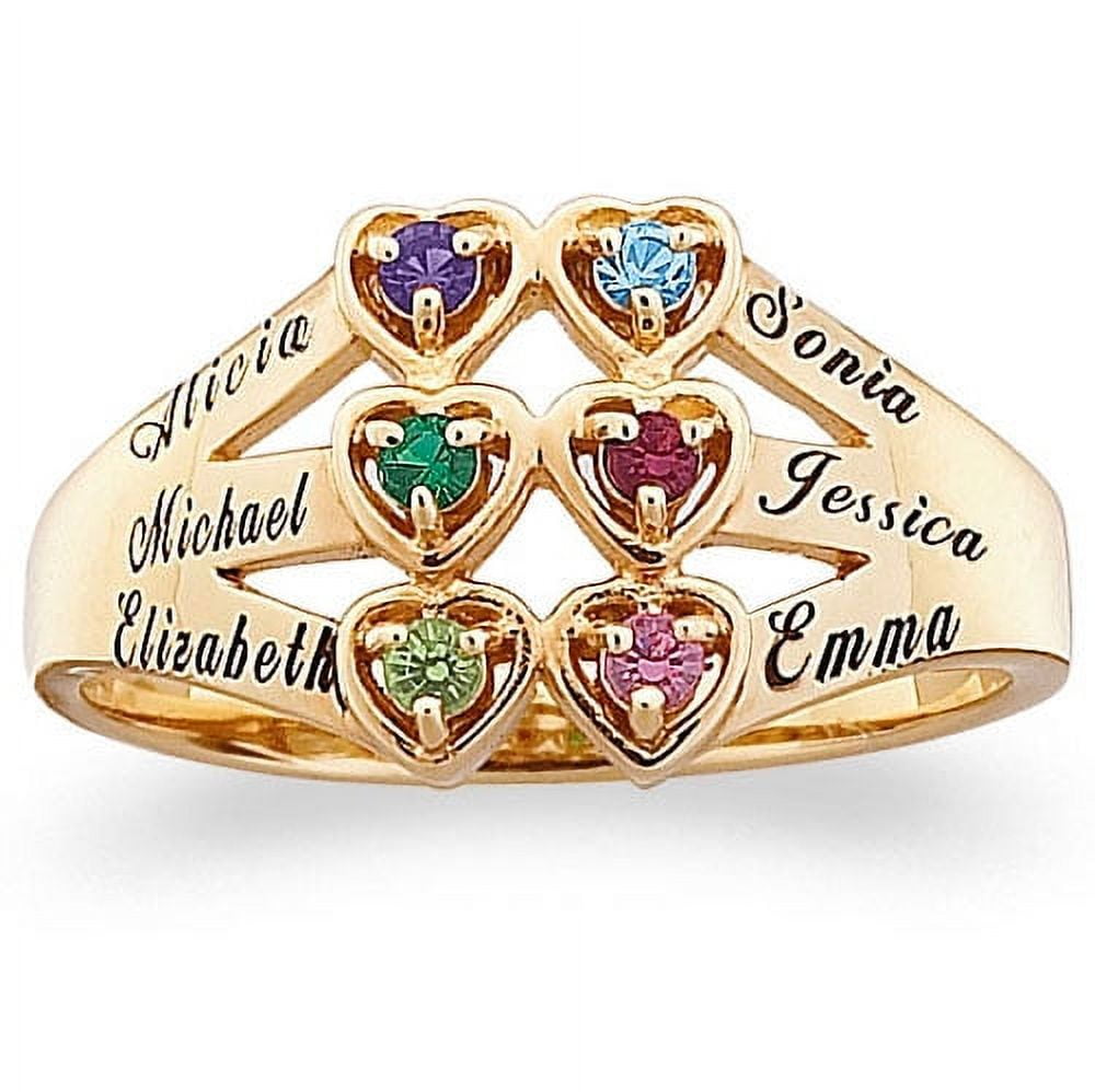 Family Jewelry Personalized Planet Mother's 10kt Gold Family Heart Ring ,Women's