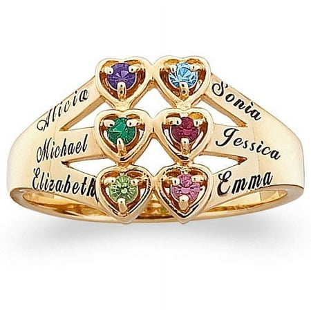 Family Jewelry Personalized Planet Mother's 10kt Gold Family Heart Ring ,Women's