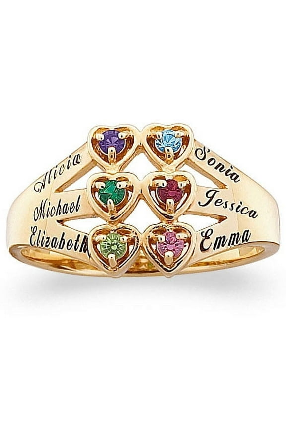 Family Jewelry Personalized Planet Mother's 10kt Gold Family Heart Ring ,Women's