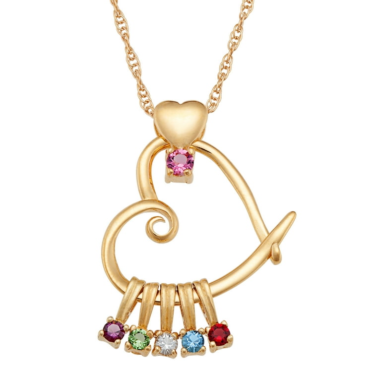 14k Gold Mother's Family Heart Pendant with Birthstones 14k Gold Mother's Family Heart Pendant with Birthstones