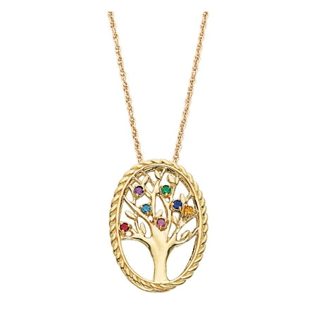 Family Jewelry Personalized Planet Mother's 14kt Gold-Plated Family Tree Birthstone Necklace ,Women's