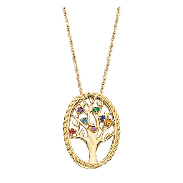 Petite Family Tree Circle Birthstone Pendant or Necklace Petite Family Tree Circle Birthstone Pendant or Necklace
