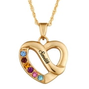 Family Jewelry Personalized Planet Mother's 14kt Gold-Plated Name & Birthstone Heart Necklace ,Women's