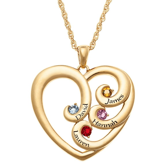 Family Jewelry Personalized Planet Mother's Engraved Heart Silvertone or Goldtone Birthstone Necklace ,Women's