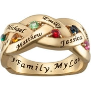 Personalized Planet Gold over Silver Family Name and Birthstone Ring ,Womens