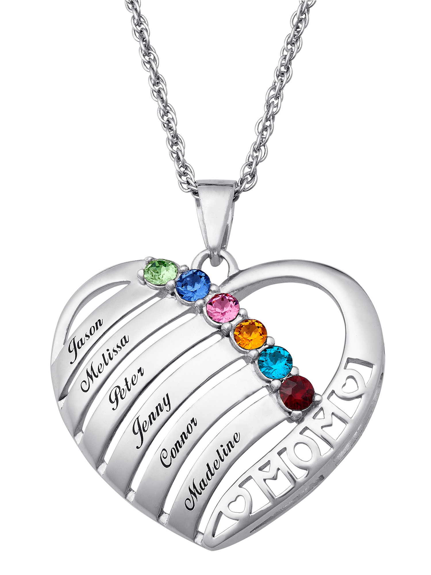 Family Jewelry Personalized Planet Mother's Mother Birthstone & Name Heart Necklace, 20" ,Women's - image 1 of 6