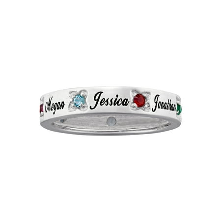 Family Jewelry Personalized Planet Mother's Sterling Silver Birthstone Band ,Women's