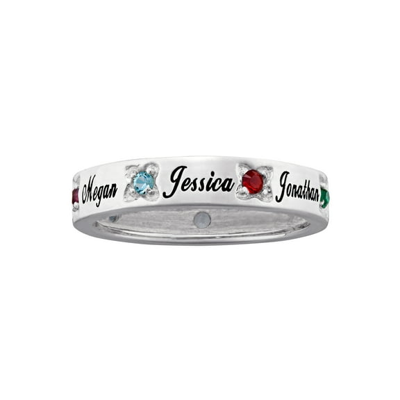 Family Jewelry Personalized Planet Mother's Sterling Silver Birthstone Band ,Women's