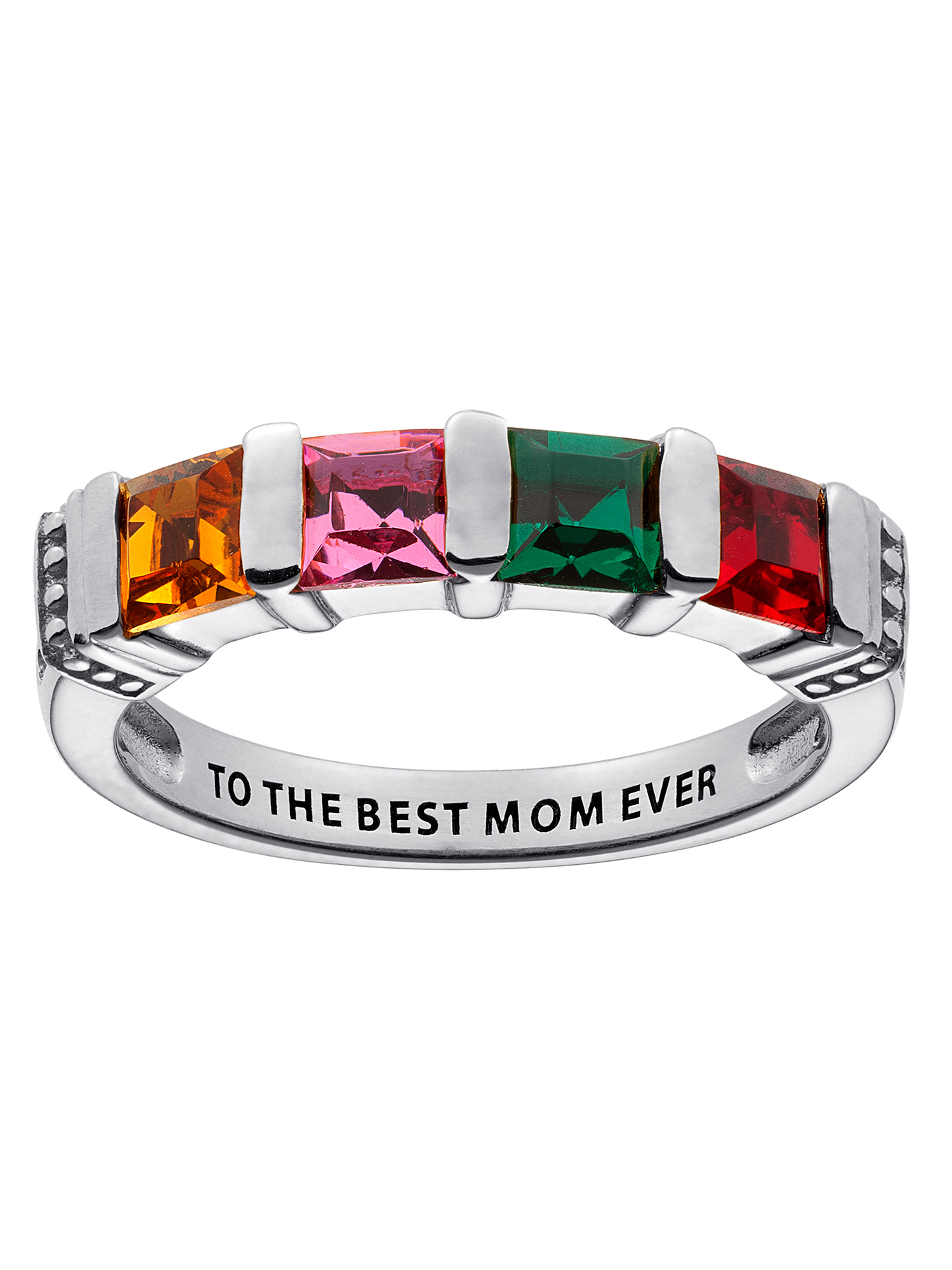 Family Jewelry Personalized Planet Mother's Sterling Silver Square Birthstone Ring 2-5 Stones ,Women's - image 1 of 3