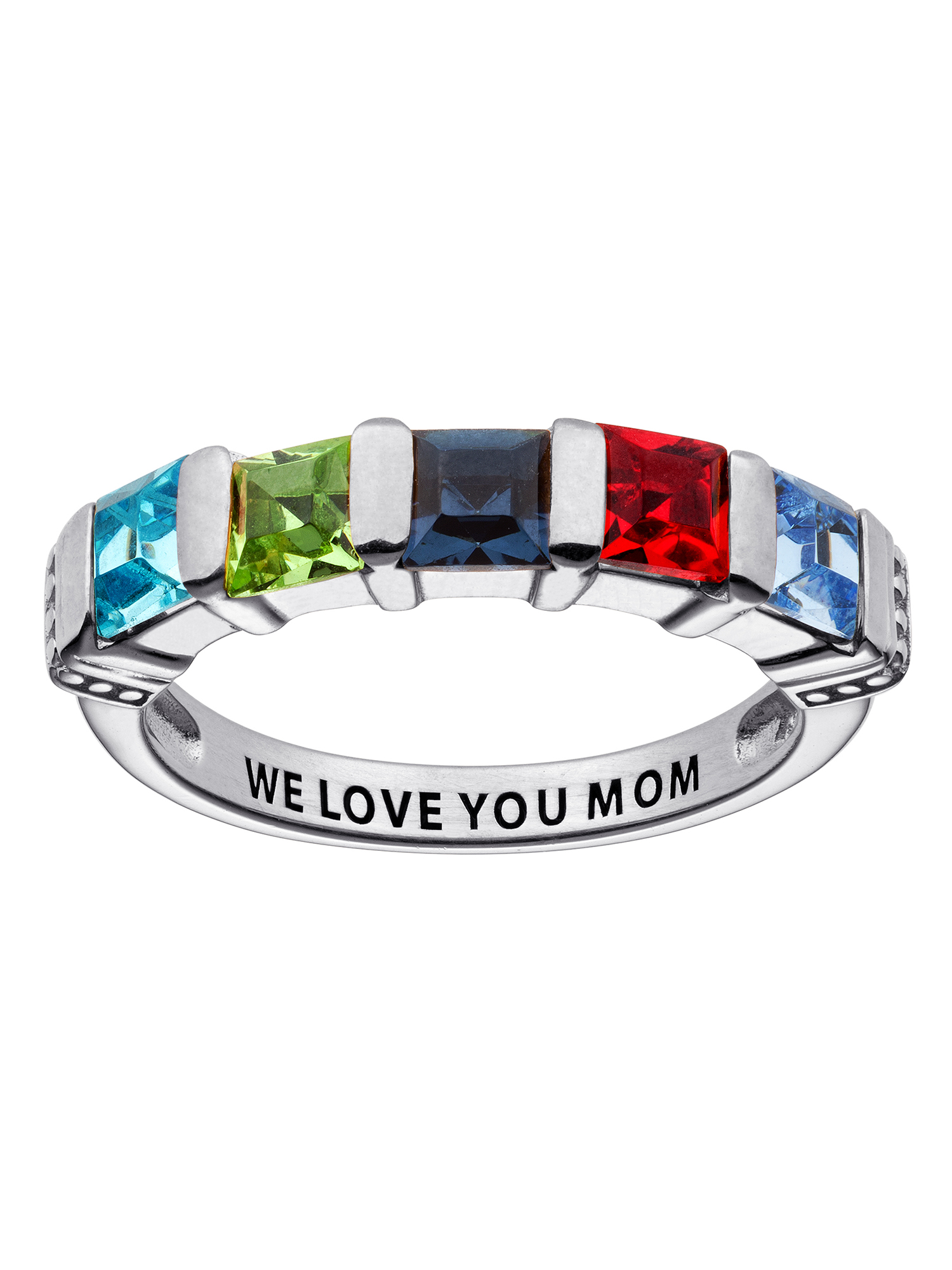 Family Jewelry Personalized Planet Mother's Sterling Silver Square Birthstone Ring 2-5 Stones ,Women's - image 1 of 2