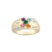 PERSONALIZED PLANET Mother's Birthstone & Diamond Accent Name Ring – Sterling Silver or 18K Gold Over Silver