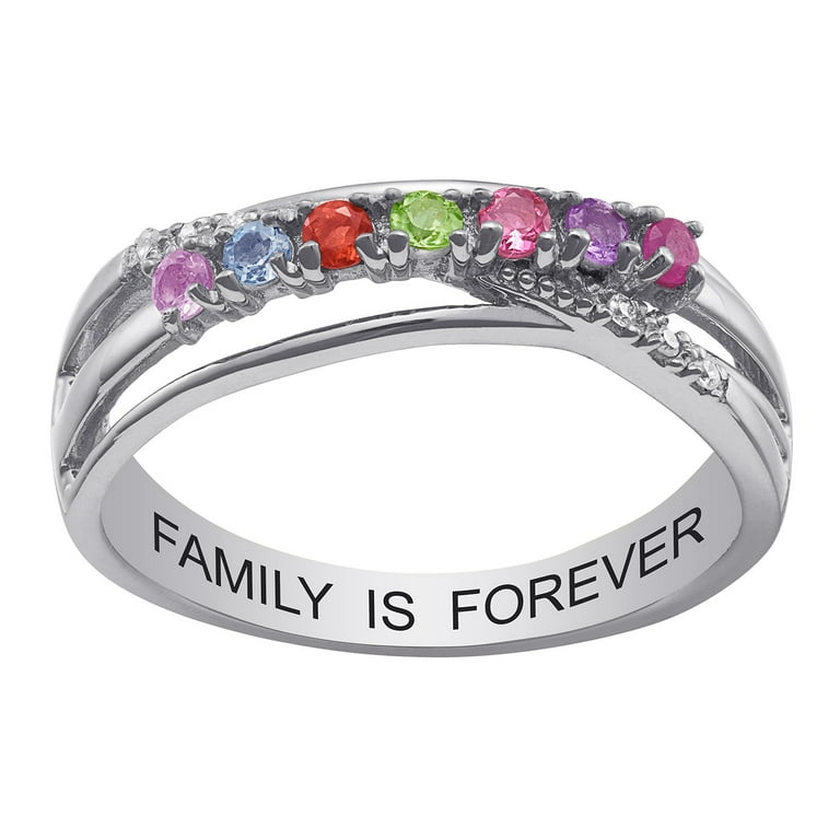 Genuine Diamond Accented Mother's Family Birthstone Ring Genuine Diamond Accented Mother's Family Birthstone Ring