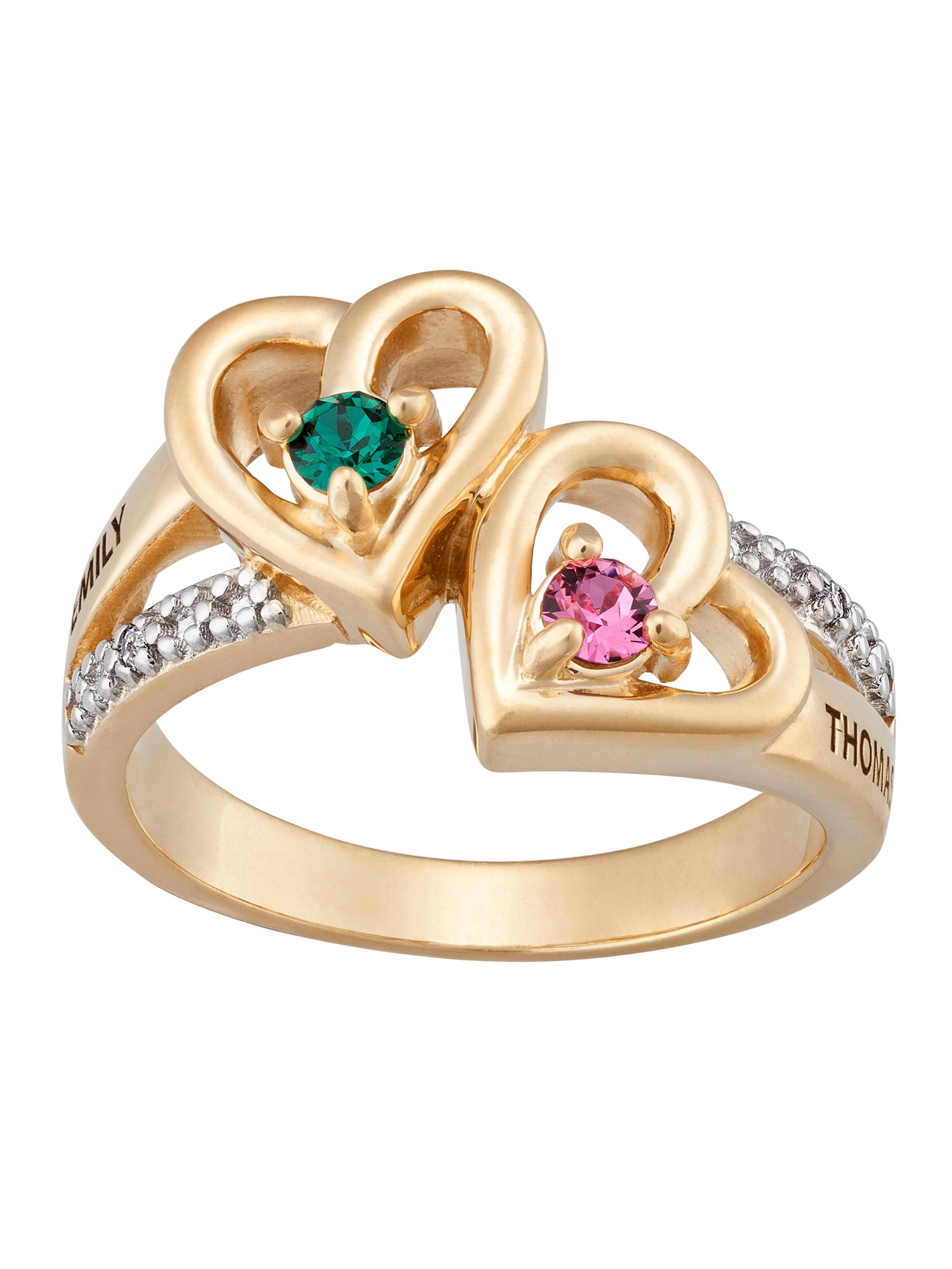 Family Ring with Birthstones and Names - MonogramHub.com