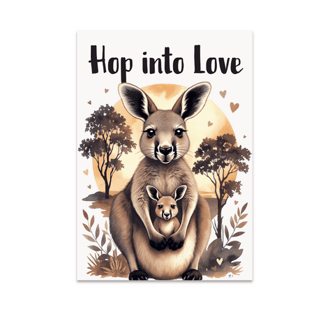 Family Kangaroo Wall Art Print - Nursery Decor for Animal Lovers - 13x19 Poster Print