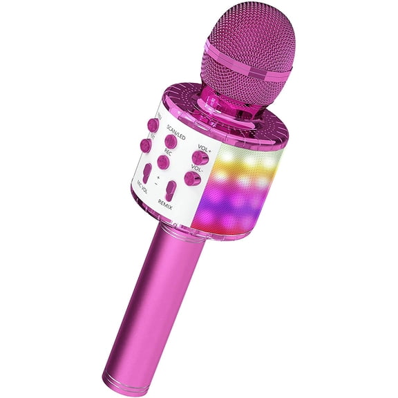 Family Karaoke Microphone, Wireless Bluetooth Karaoke Microphone with LED Lights, Portable Handheld Mic Speaker Machine, Great Gifts Toys for Girls Boys Adults All Age