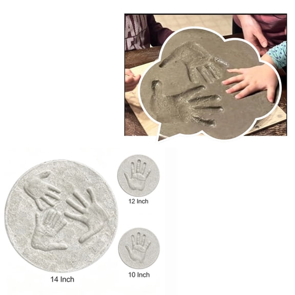 Family Keepsake Handprint Craft Kit, Mother's Day DIY Stepping Stone with Mold, A-Z Letter Stamps & Colored Stones, Custom Indoor Outdoor Art Gift - 12 Inch, 2 Pack