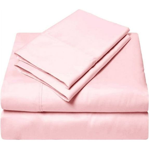 Family King Size - 4 Piece Luxury Sheet Set - 600 Thread Count - 100% Egyptian Cotton -12" Deep Pocket - Pink Solid.
