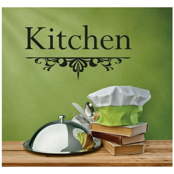 Family Kitchen Cute Home Wall Decal Decoration Beautiful Kitchen Word Typography Lasts Years and Easily Removable - Size: 27 In(W) x 40 In(H)