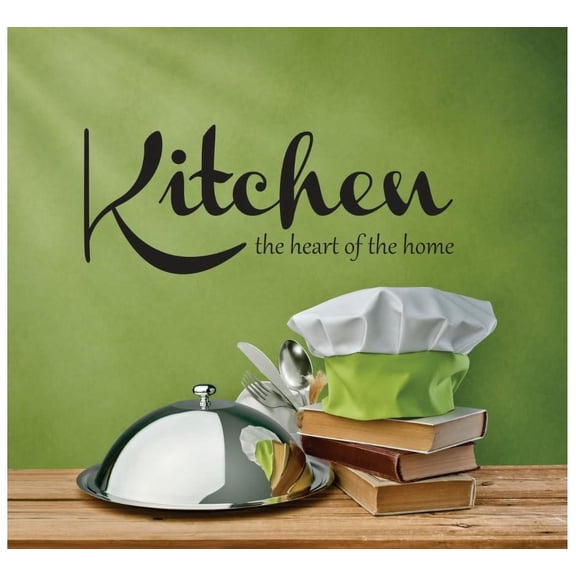 Family Kitchen the Heart of the Home Beautiful Home Wall Decal Decoration Kitchen Heart of the Home Lettering Design Lasts Years and Easily Removable - Size: 8 In(W) x 20 In(H)