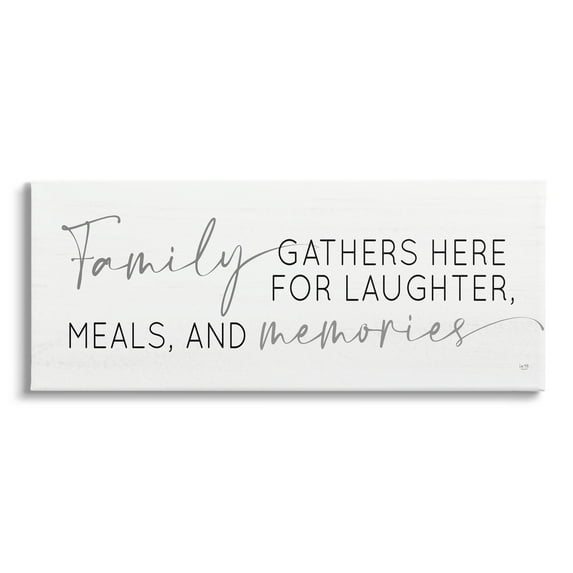 Family Laughter Meals Memories Phrase Inspirational Graphic Art Gallery Wrapped Canvas Print Wall Art