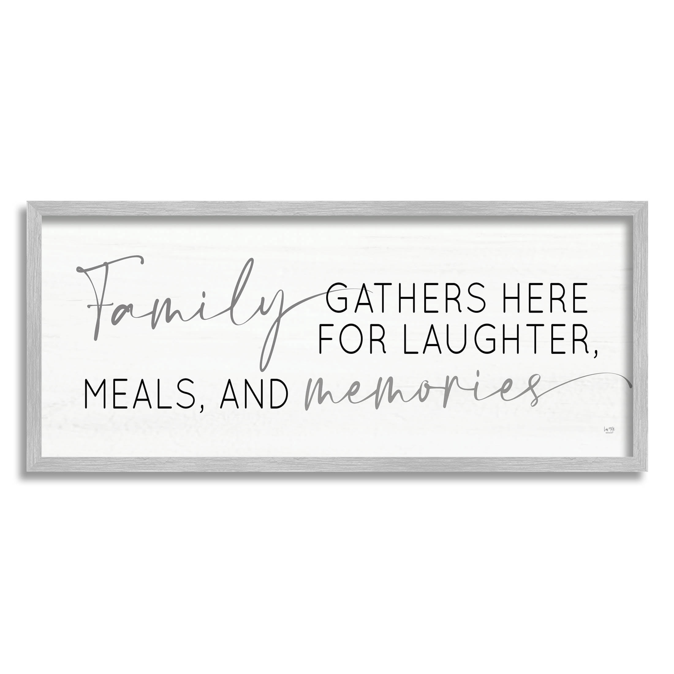 Family Laughter Meals Memories Phrase Inspirational Graphic Art Gray Framed Art Print Wall Art
