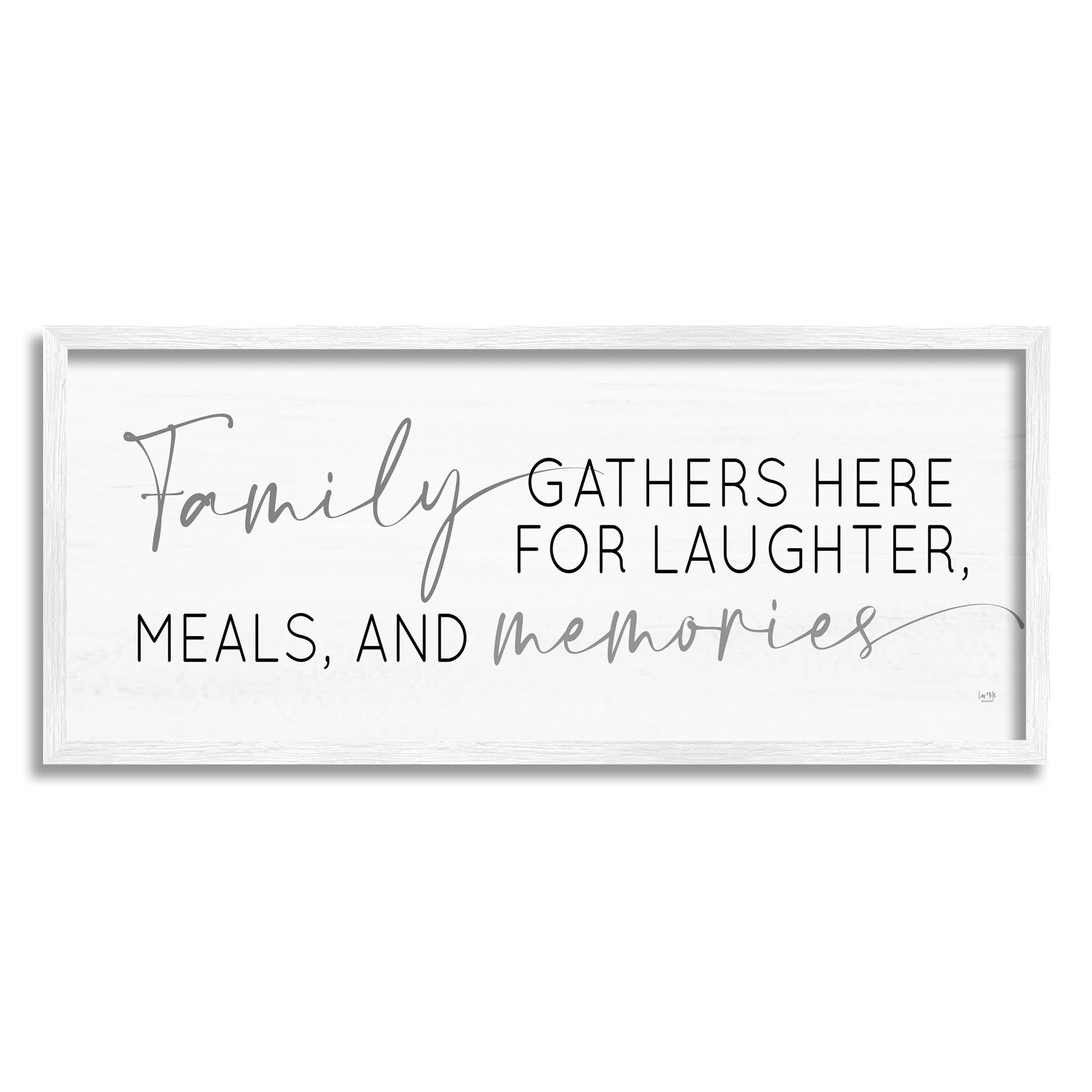 Family Laughter Meals Memories Phrase Inspirational Graphic Art White Framed Art Print Wall Art