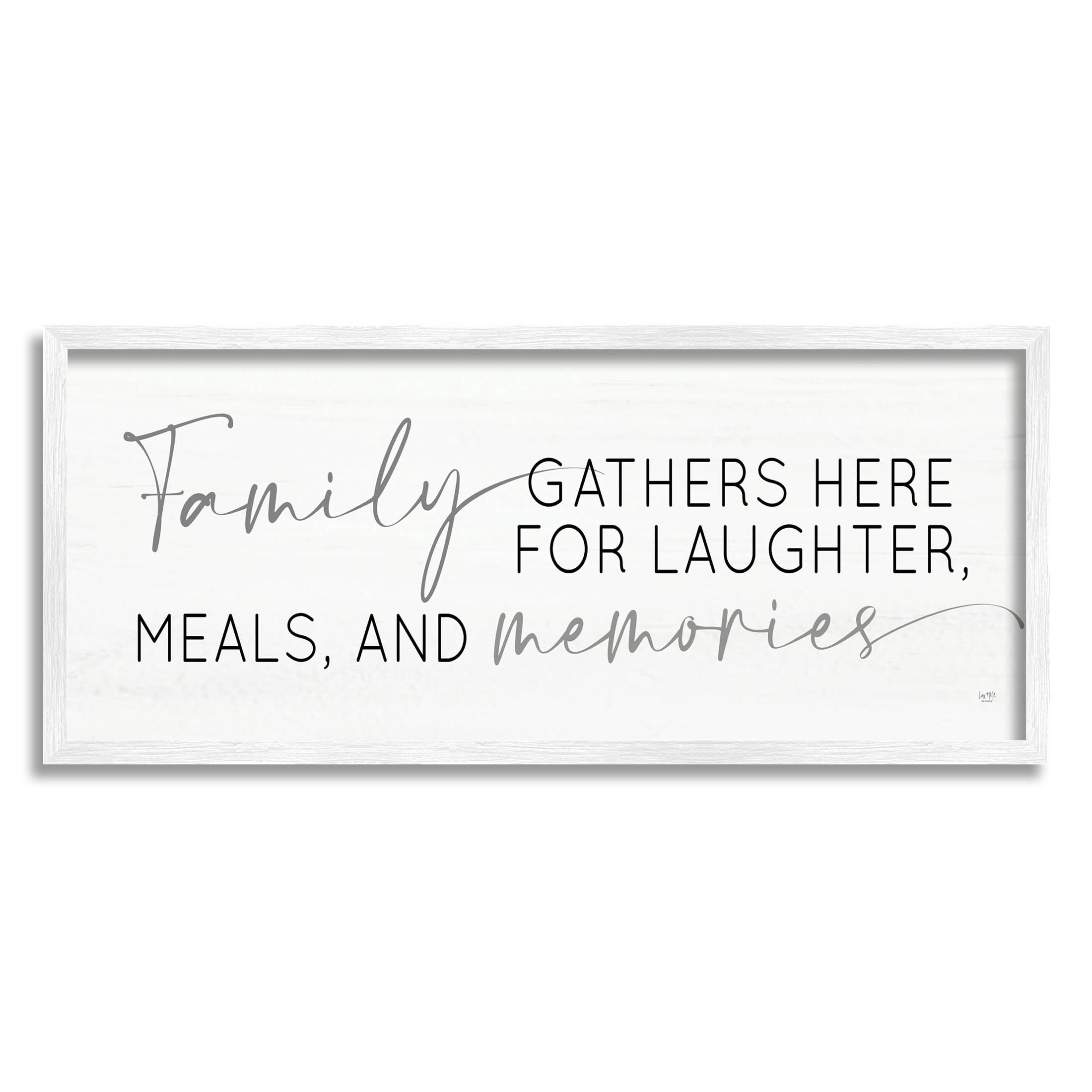 Family Laughter Meals Memories Phrase Inspirational Graphic Art White Framed Art Print Wall Art