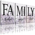 thumbnail image 1 of Family With Lavender Floral Wall Decor, Quotes Thanksful Wall Art for Living Room Set of 3 Purple Flower Canvas Prints, Framed Wood HD Modern Background Home Decor (D,12x16inchx3pcs), 1 of 6