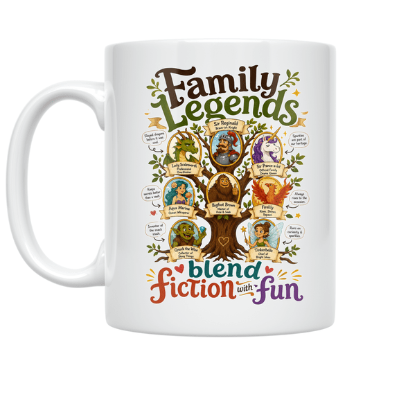 Family Legends Blend Fiction with Fun - Family Heritage Enthusiast - 11 oz Ceramic Coffee Mug