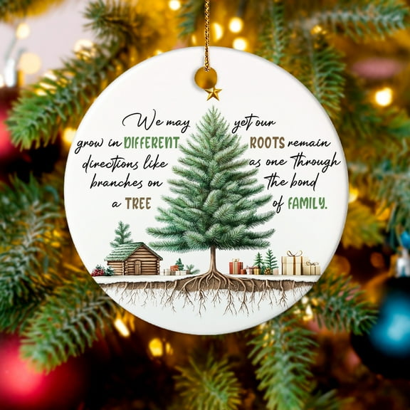 Family Like Branches on A Tree Christmas Ornament, Family Ceramic Ornament for Xmas Tree Hanging Decorations Gift, Gifts for Mom Dad Sister Brother Grandparents, Holiday Party Present