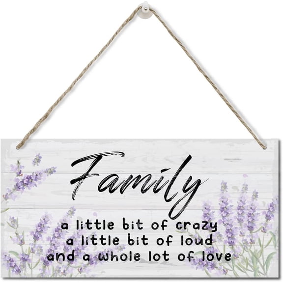 Family Little Crazy Loud Lot of Love Wood Wall Wood Plaque Sign Wall Hanging, Hanging Wood Sign Home Decor, Hanging Rustic Family Signs Decor Gift, Farmhouse Decor Wall Art Sign 10x5 Inch