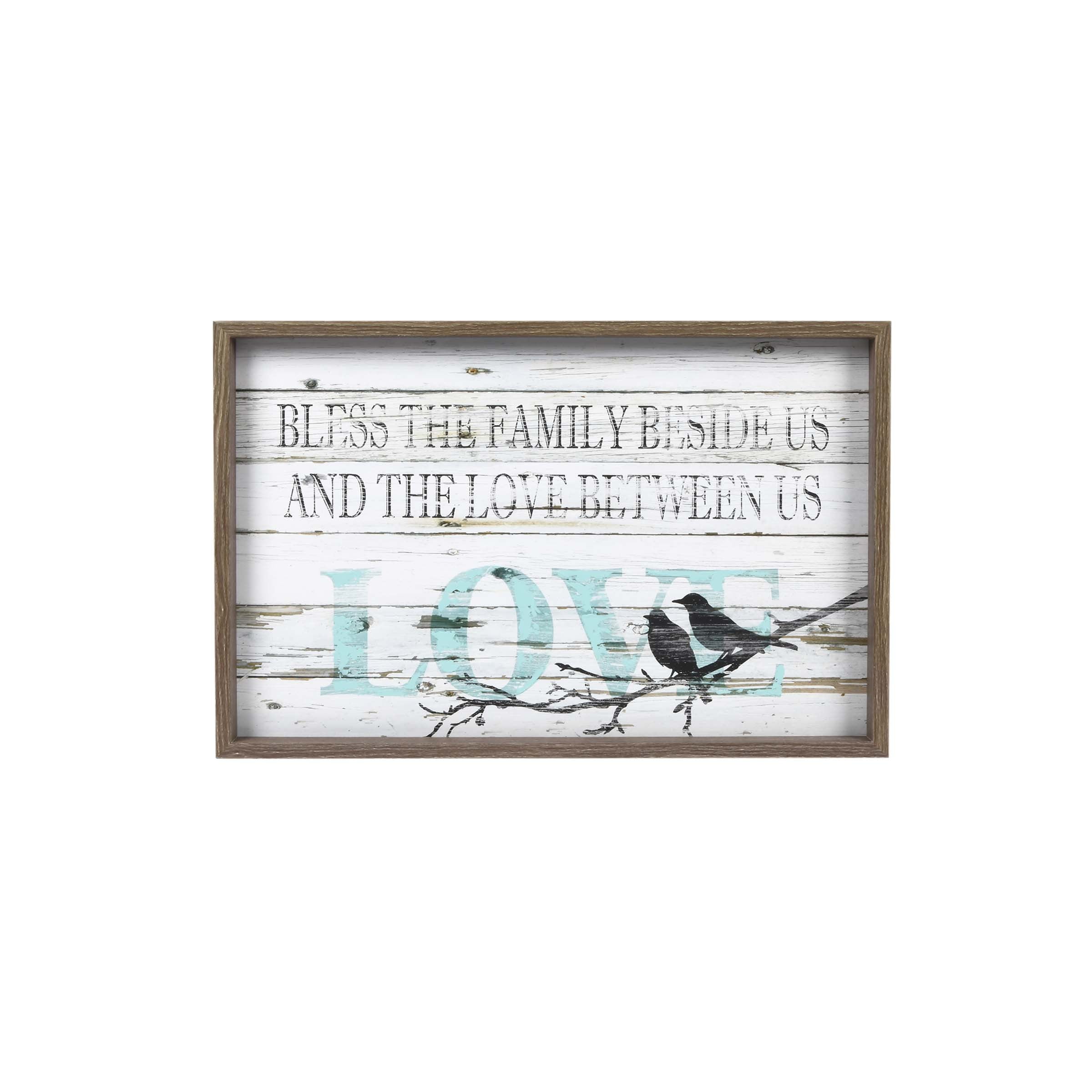 23.5" x 15.5" White and Blue MDF Family Love Wall Sign